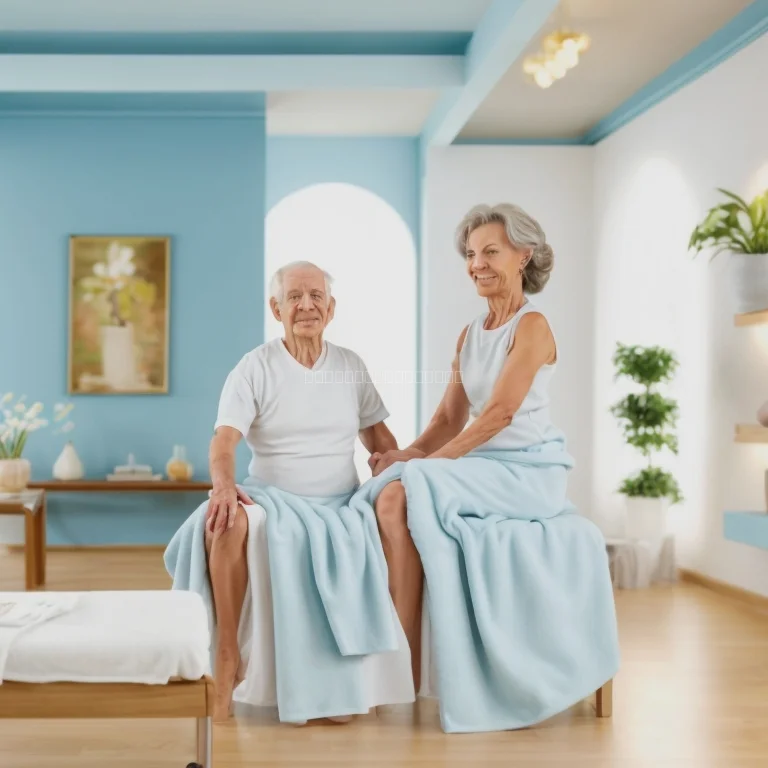 Professional therapist assisting senior client with exercises